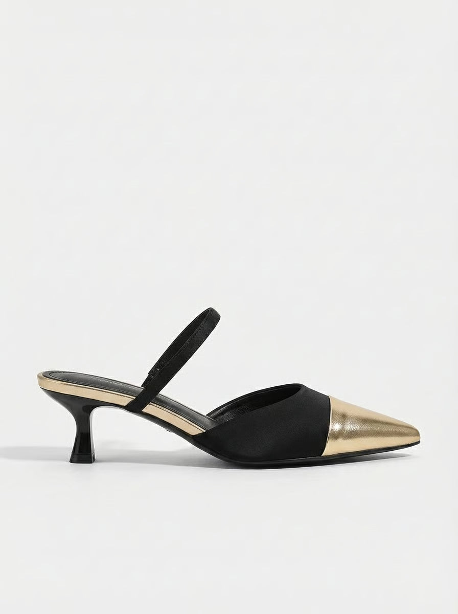 Two-tone heel with pointed toe