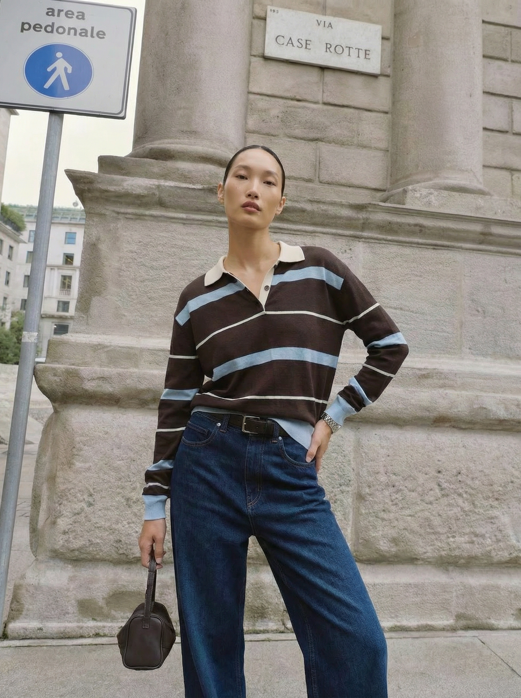 Casual Vintage Striped Long Sleeve Polo