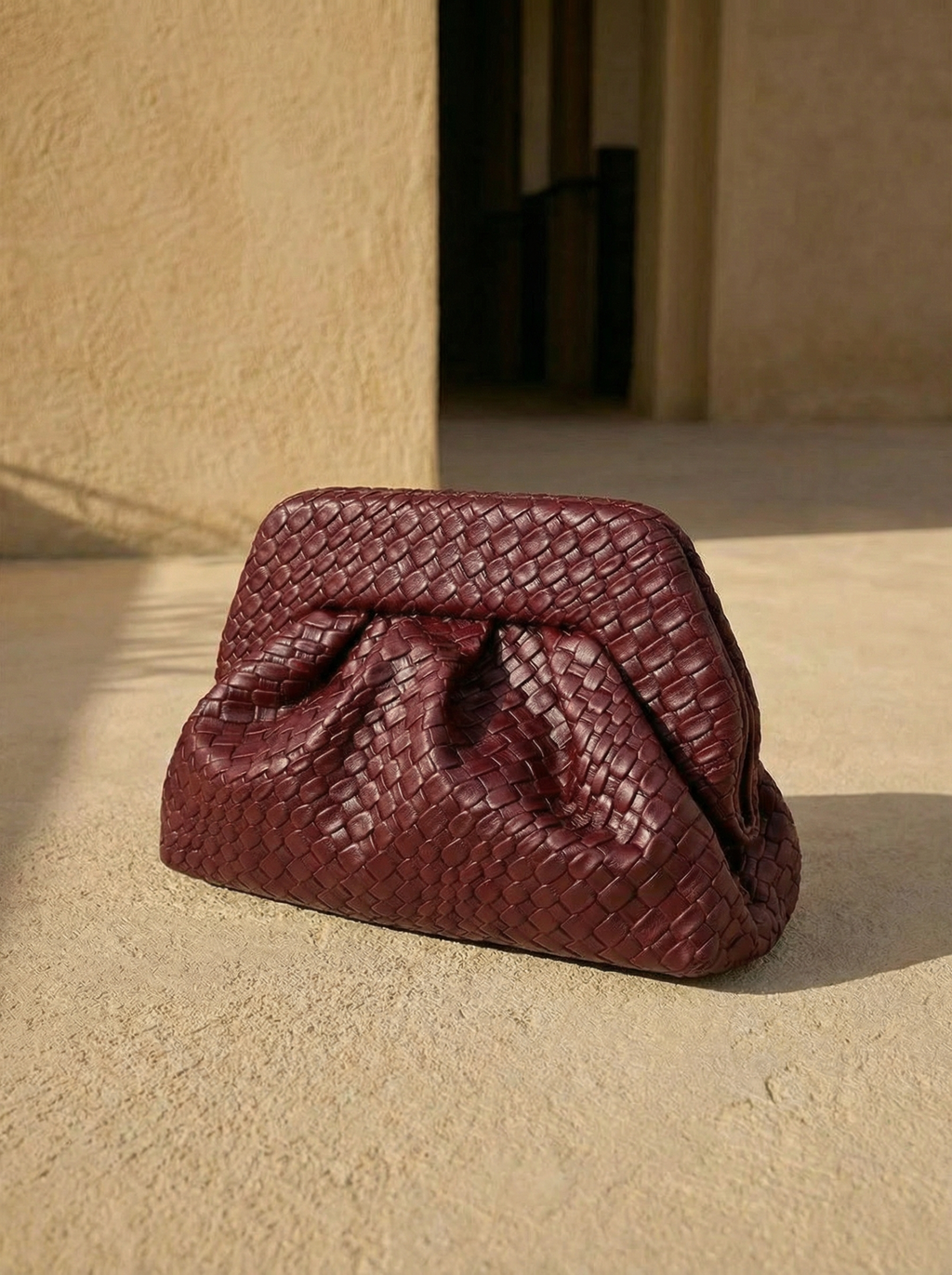 Ruby Woven Pouch Clutch