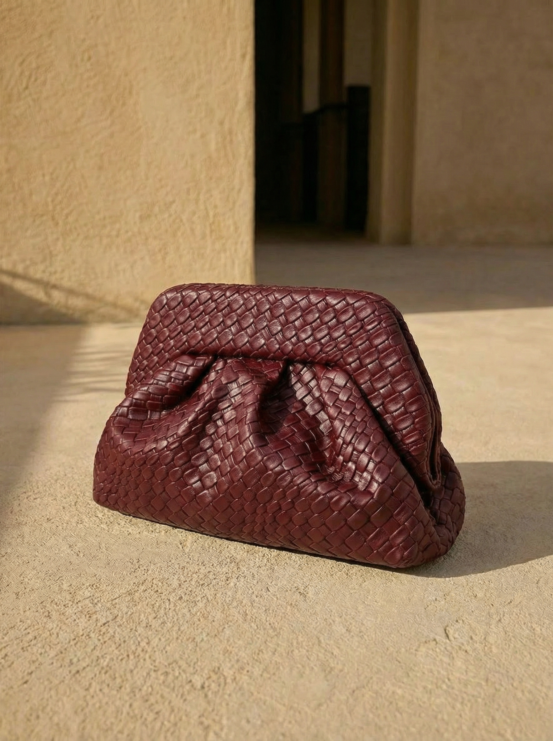 Ruby Woven Pouch Clutch