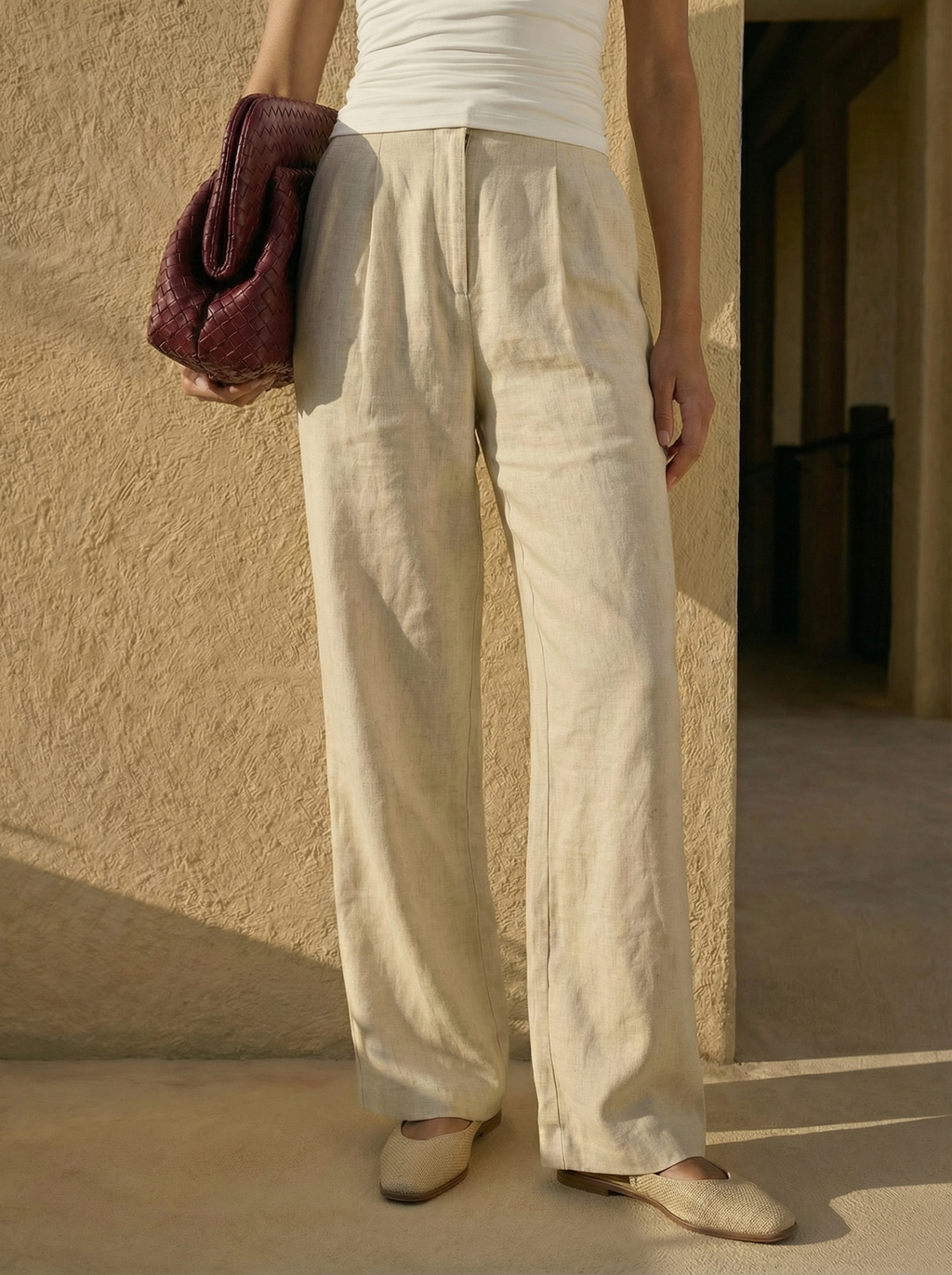 Lila Linen Wide-Leg Trousers