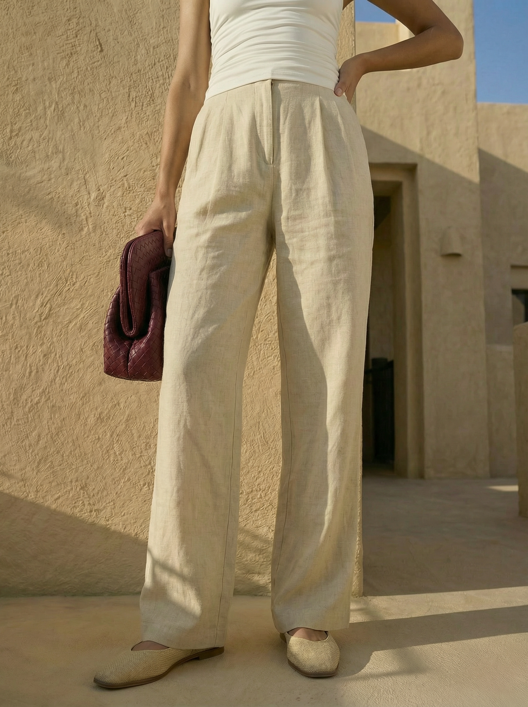 Lila Linen Wide-Leg Trousers