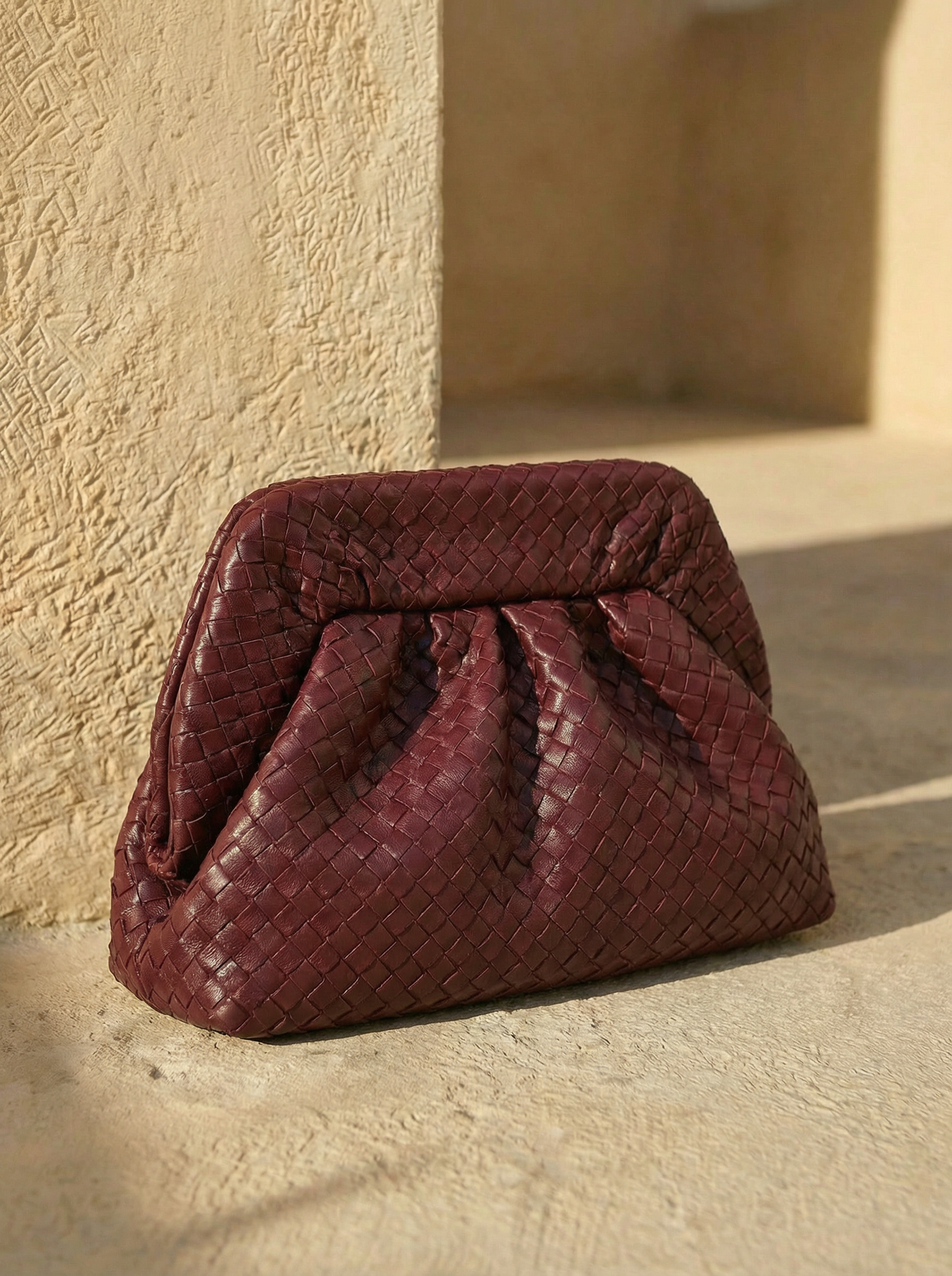 Ruby Woven Pouch Clutch