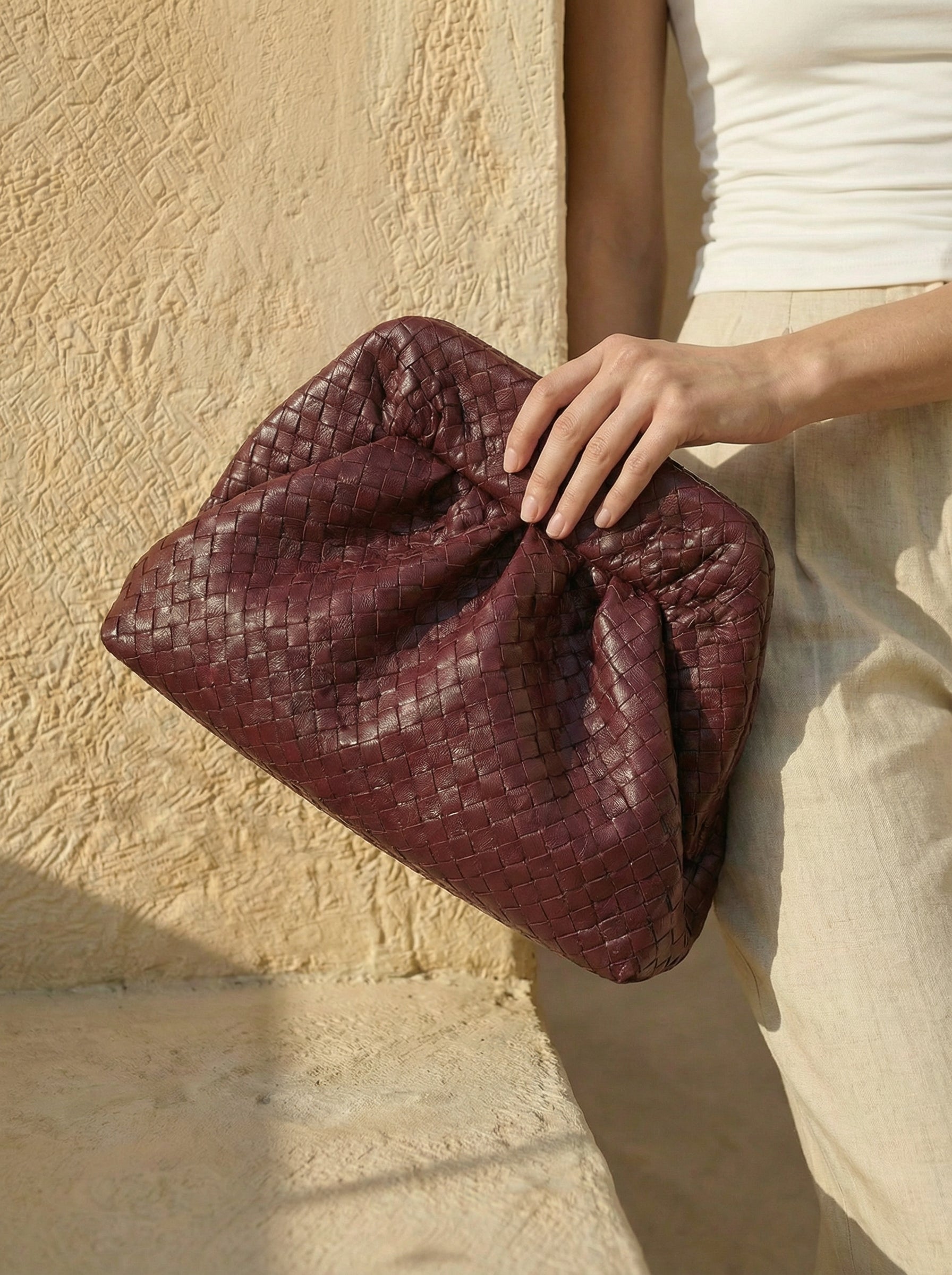Ruby Woven Pouch Clutch