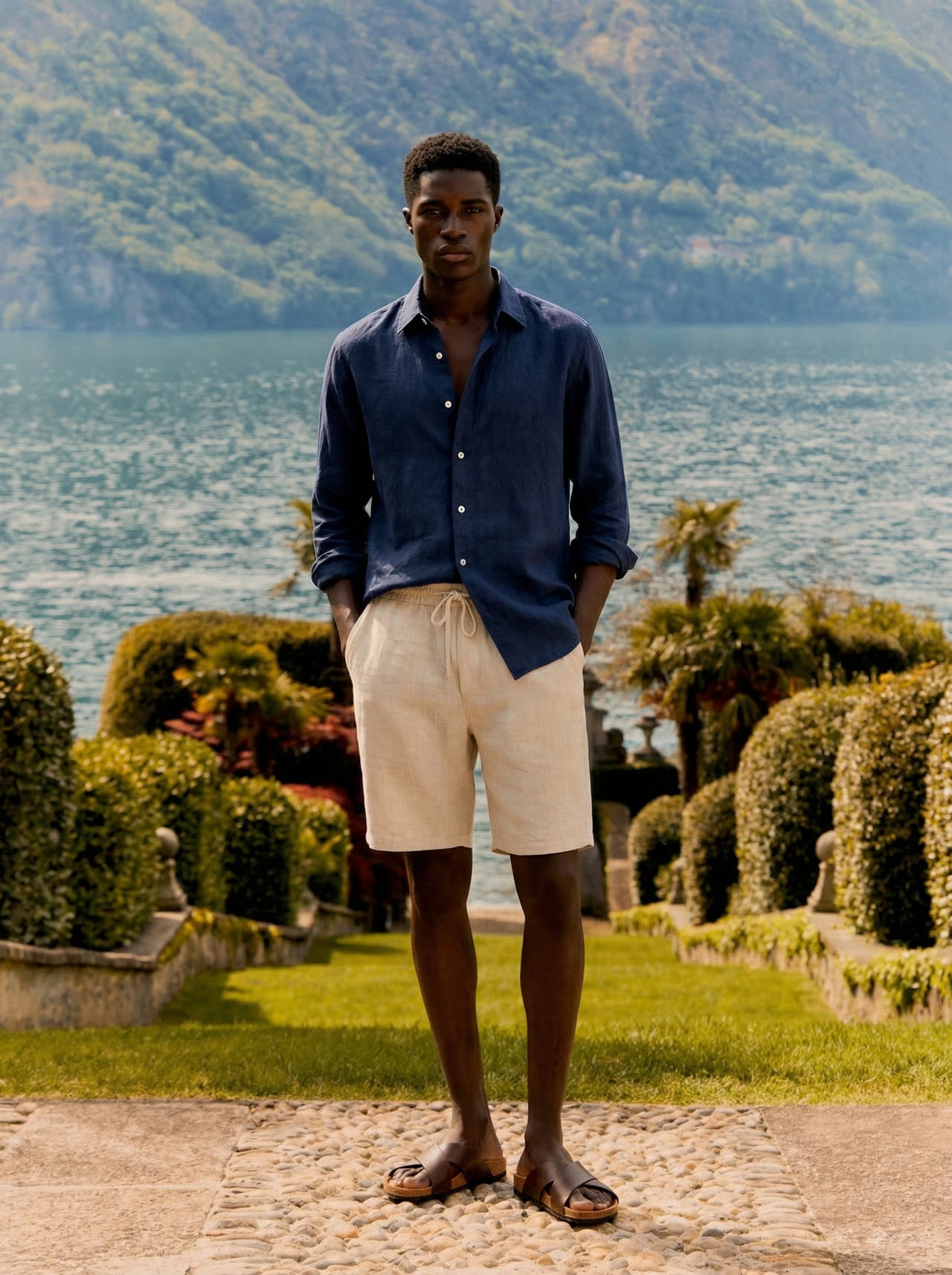 Malik Deepwater-Tone Linen Shirt