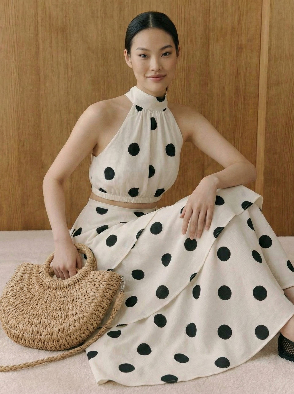 Isla Woven Straw Crescent Bag