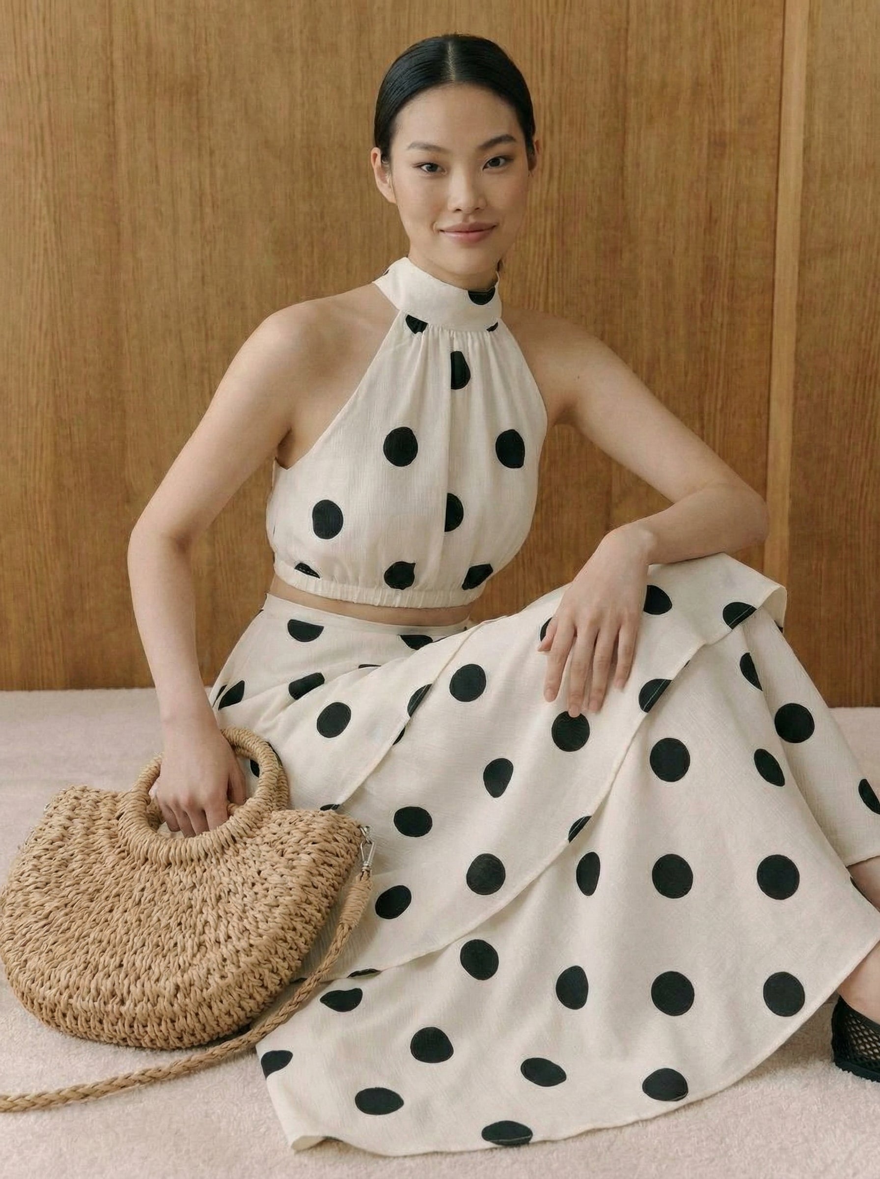 Isla Woven Straw Crescent Bag