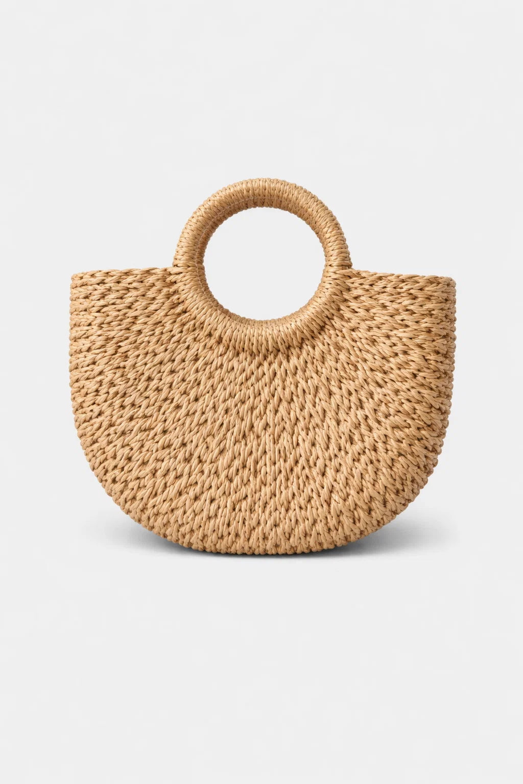 Isla Woven Straw Crescent Bag